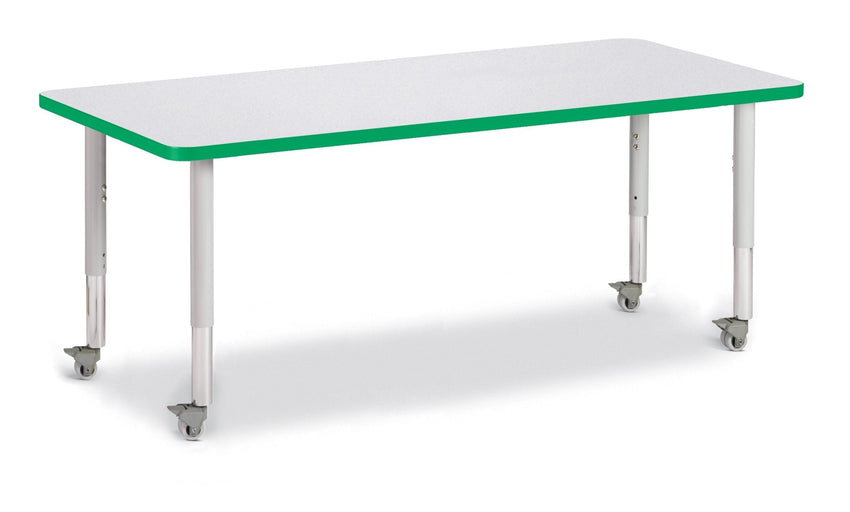 Jonti-Craft Rectangle Activity Table with Heavy Duty Laminate Top (30" x 72") Mobile Height Adjustable Legs (20" - 31") - SchoolOutlet