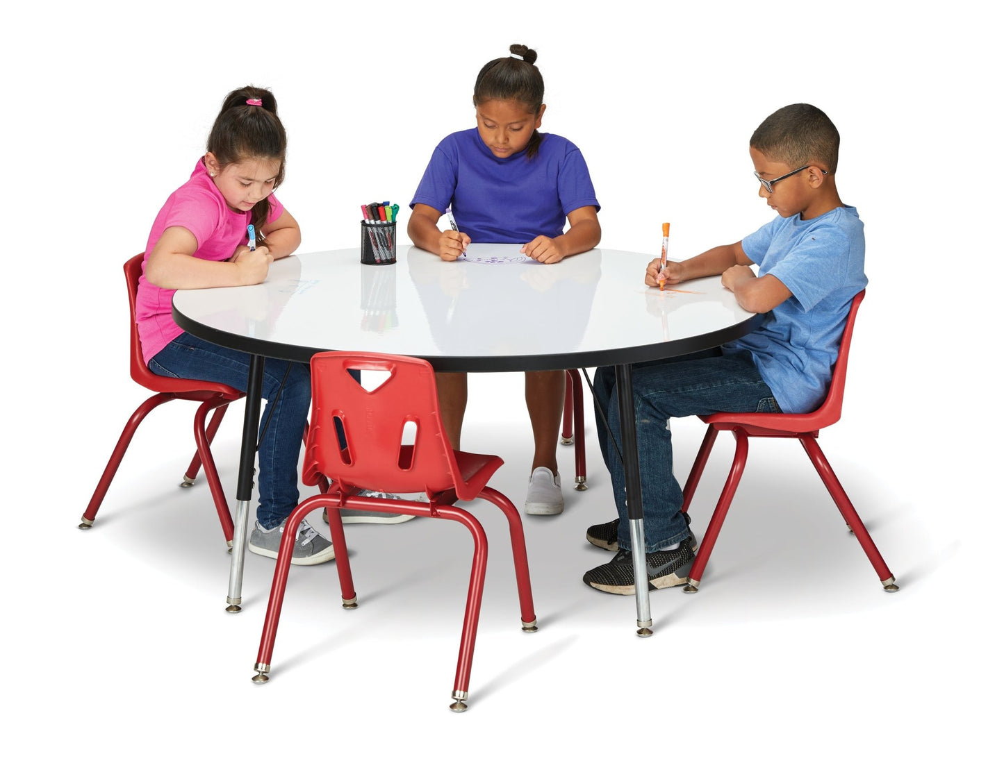Jonti-Craft Round Elementary Activity Table Laminate Top 48" Diameter - Height Adjustable Legs (15" - 24") - SchoolOutlet