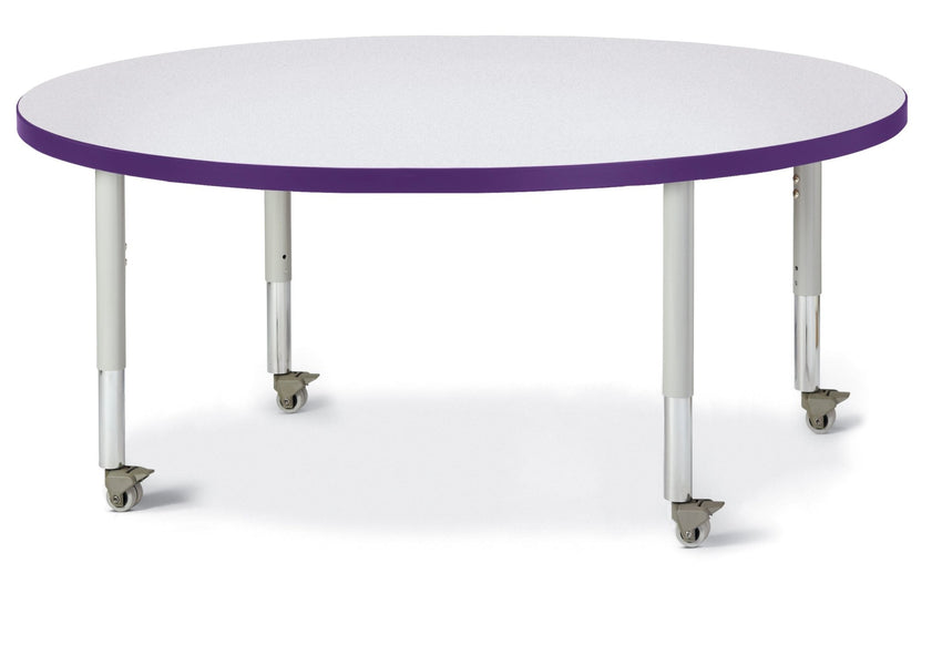 Jonti-Craft Round Activity Table with Heavy Duty Laminate Top 48" Diameter - Mobile Height Adjustable Legs (20" - 31") - SchoolOutlet