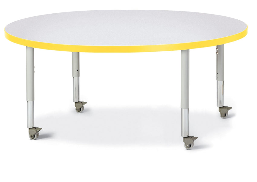 Jonti-Craft Round Activity Table with Heavy Duty Laminate Top 48" Diameter - Mobile Height Adjustable Legs (20" - 31") - SchoolOutlet