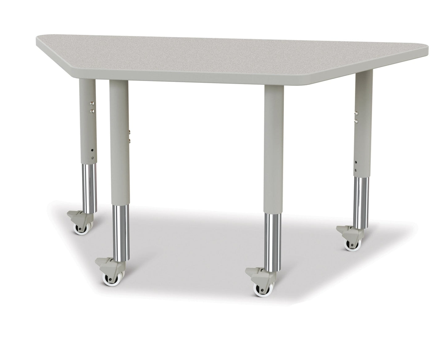 Jonti-Craft Trapezoid Rainbow Accents Activity Table with Heavy Duty Laminate Top (24" x 48") Mobile Height Adjustable Legs (20"- 31") - SchoolOutlet