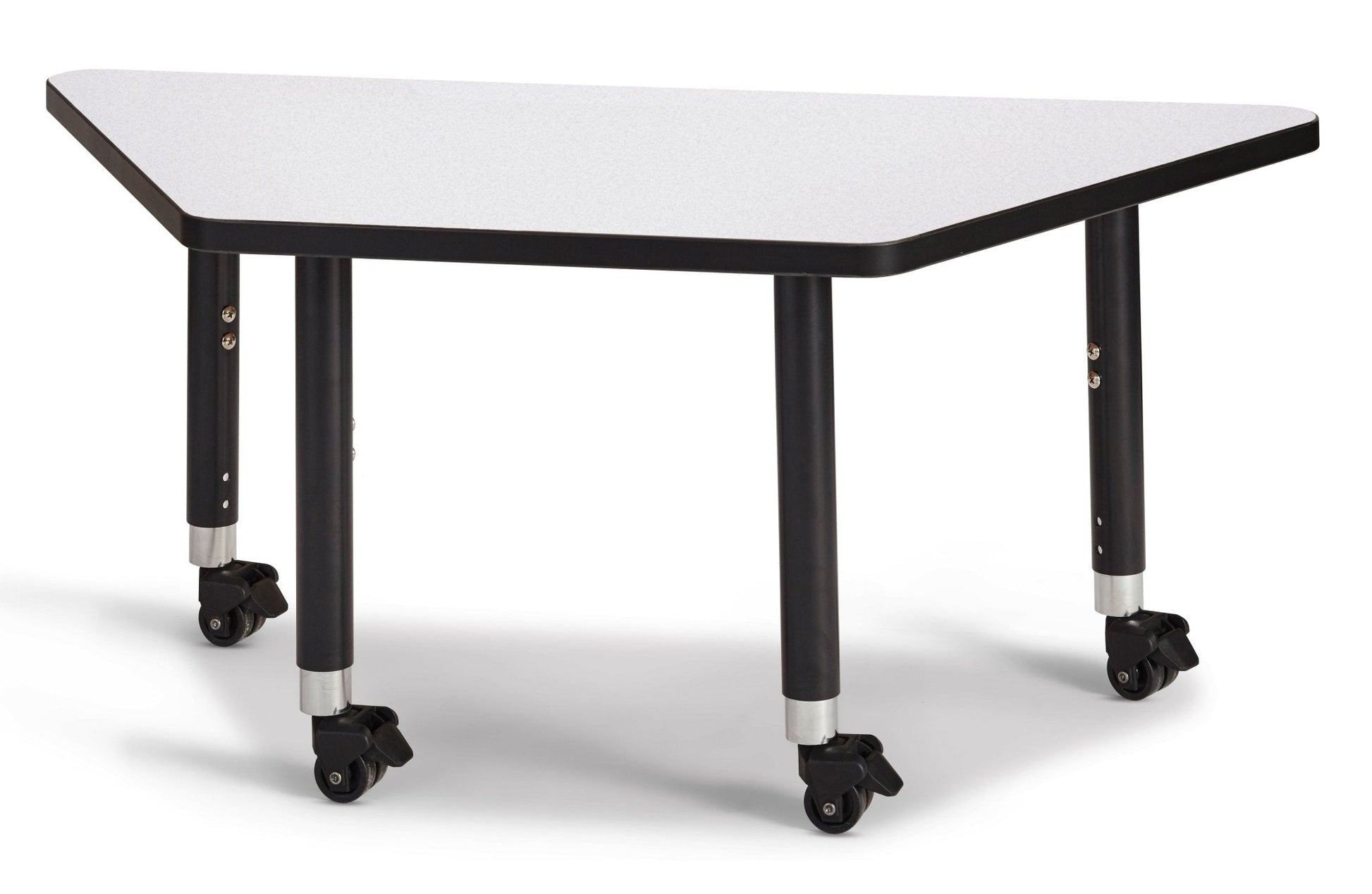 Jonti-Craft Trapezoid Rainbow Accents Activity Table with Heavy Duty Laminate Top (24" x 48") Mobile Height Adjustable Legs (20"- 31") - SchoolOutlet