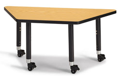 Jonti-Craft Trapezoid Rainbow Accents Activity Table with Heavy Duty Laminate Top (24" x 48") Mobile Height Adjustable Legs (20"- 31")