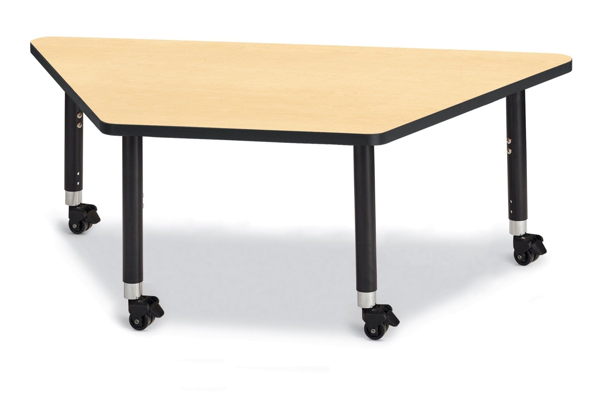 Jonti-Craft Trapezoid Rainbow Accents Activity Table with Heavy Duty Laminate Top (30" x 60") Mobile Height Adjustable Legs (20"- 31") - SchoolOutlet
