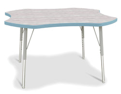 Jonti-Craft Four-Leaf Elementary Activity Table with Heavy Duty Laminate Top  - Height Adjustable Legs