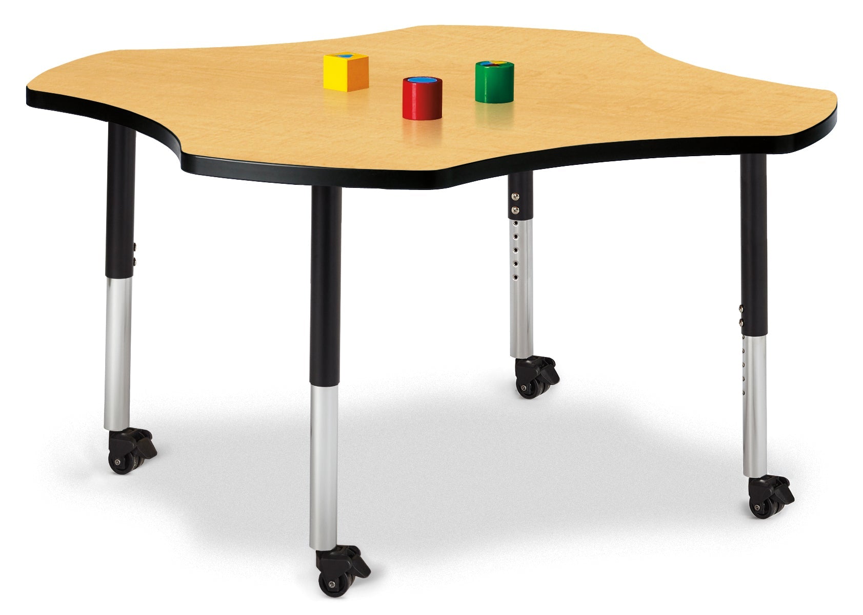 Jonti-Craft Four-Leaf Preschool Activity Table with Heavy Duty Laminate Top - Mobile Height Adjustable Legs - SchoolOutlet