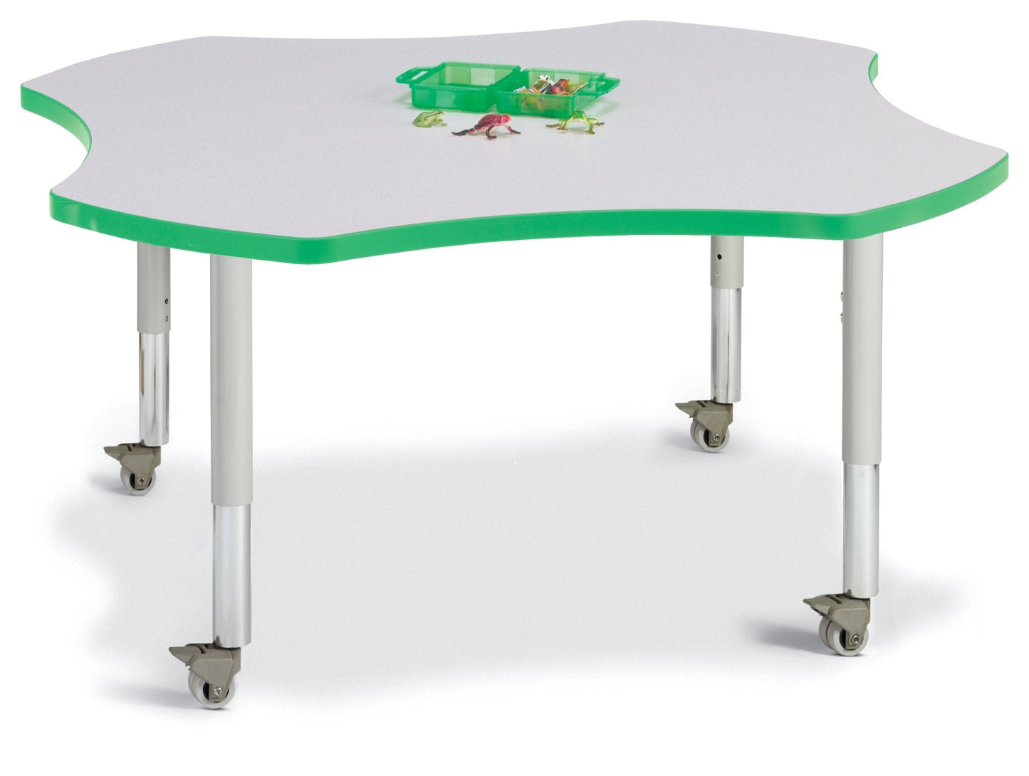 Jonti-Craft Four-Leaf Preschool Activity Table with Heavy Duty Laminate Top - Mobile Height Adjustable Legs - SchoolOutlet