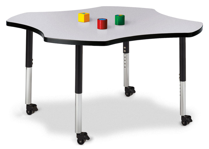 Jonti-Craft Four-Leaf Preschool Activity Table with Heavy Duty Laminate Top - Mobile Height Adjustable Legs - SchoolOutlet