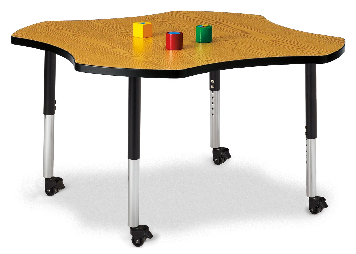 Jonti-Craft Four-Leaf Preschool Activity Table with Heavy Duty Laminate Top - Mobile Height Adjustable Legs - SchoolOutlet