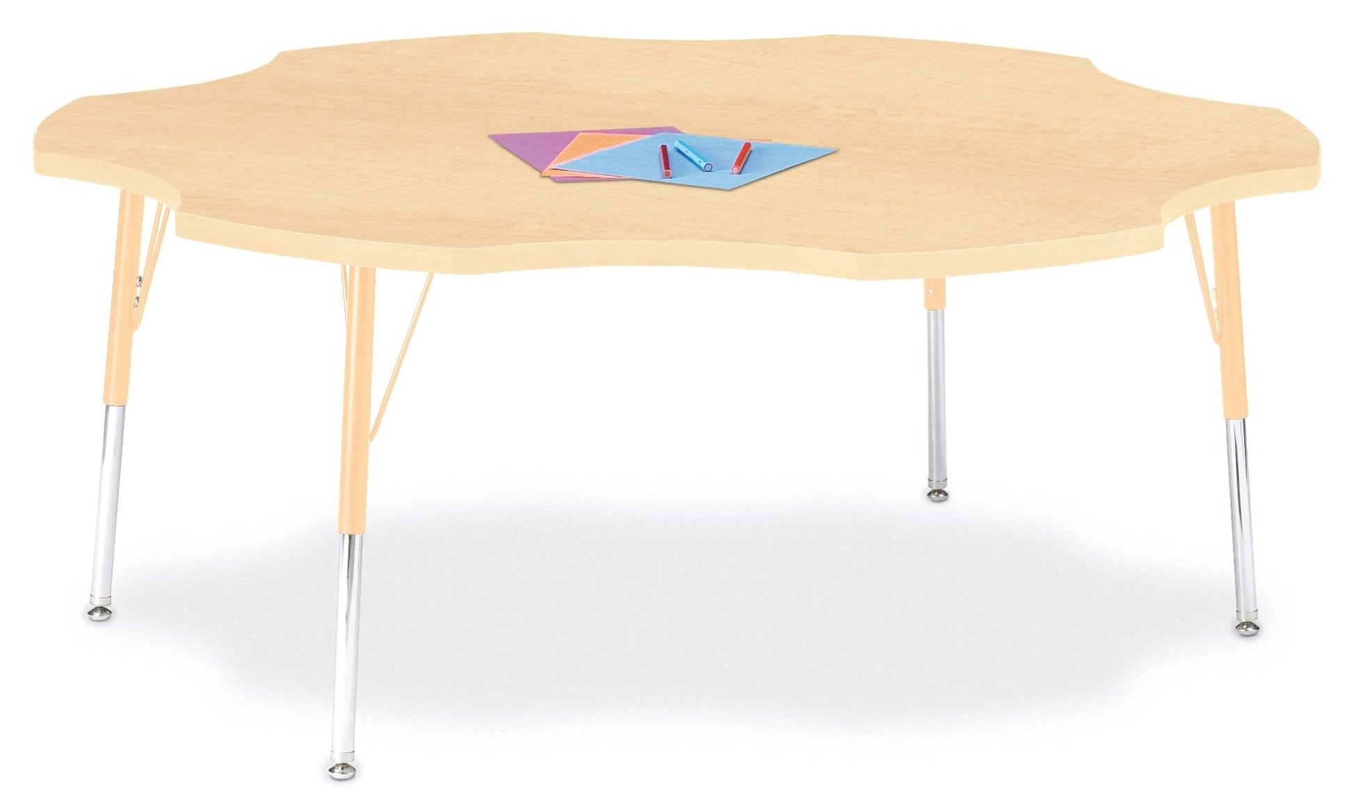 Jonti-Craft Six-Leaf Activity Table with Heavy Duty Laminate Top and Height Adjustable Legs - 4th Grade to Adult - SchoolOutlet