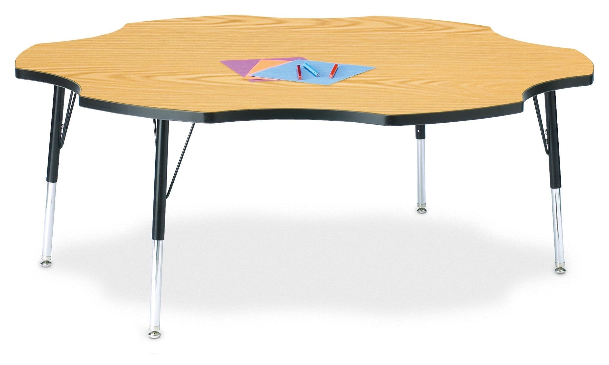 Jonti-Craft Six-Leaf Elementary Activity Table with Heavy Duty Laminate Top - Height Adjustable Legs - SchoolOutlet