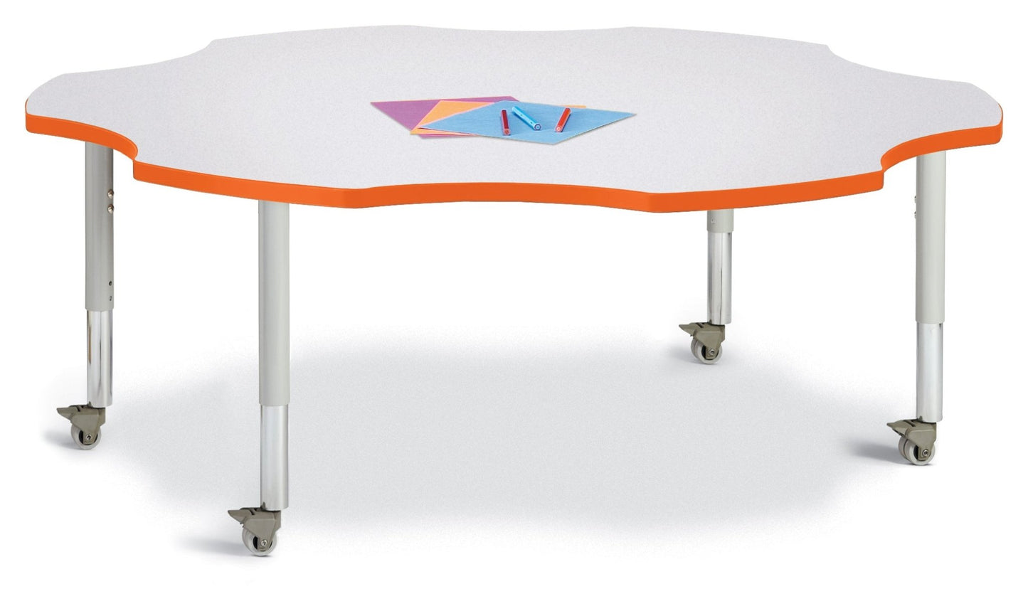 Jonti-Craft Six-Leaf Activity Table with Heavy Duty Laminate Top - Mobile Height Adjustable Legs - SchoolOutlet