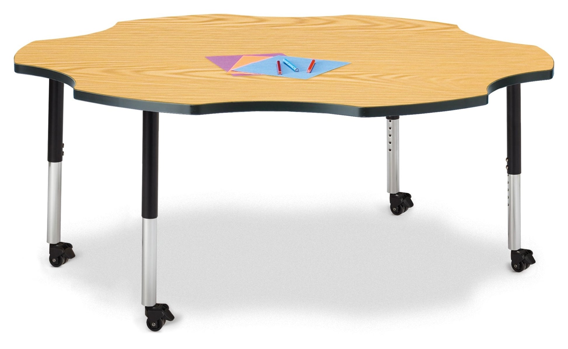 Jonti-Craft Six-Leaf Activity Table with Heavy Duty Laminate Top - Mobile Height Adjustable Legs - SchoolOutlet