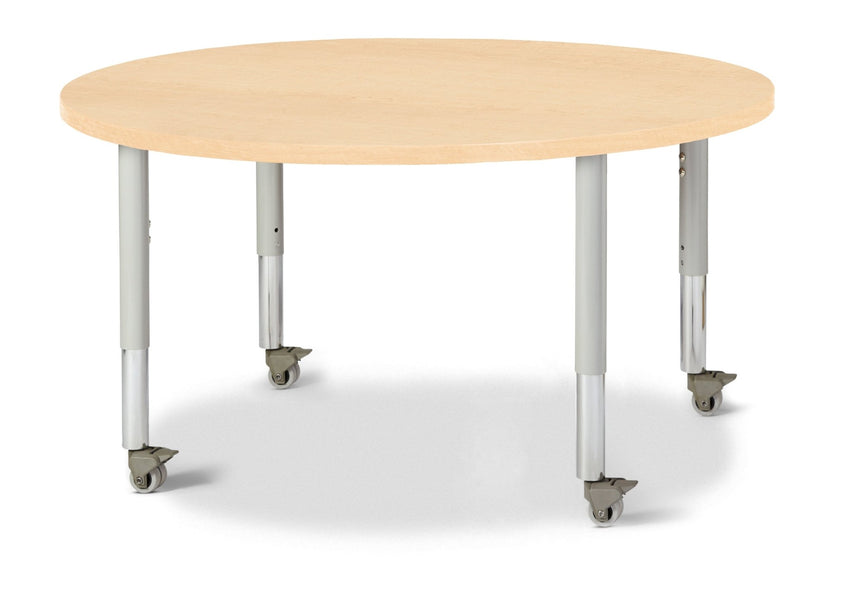Jonti-Craft Round Activity Table with Heavy Duty Laminate Top 42" Diameter - Mobile Height Adjustable Legs (20" - 31") - SchoolOutlet