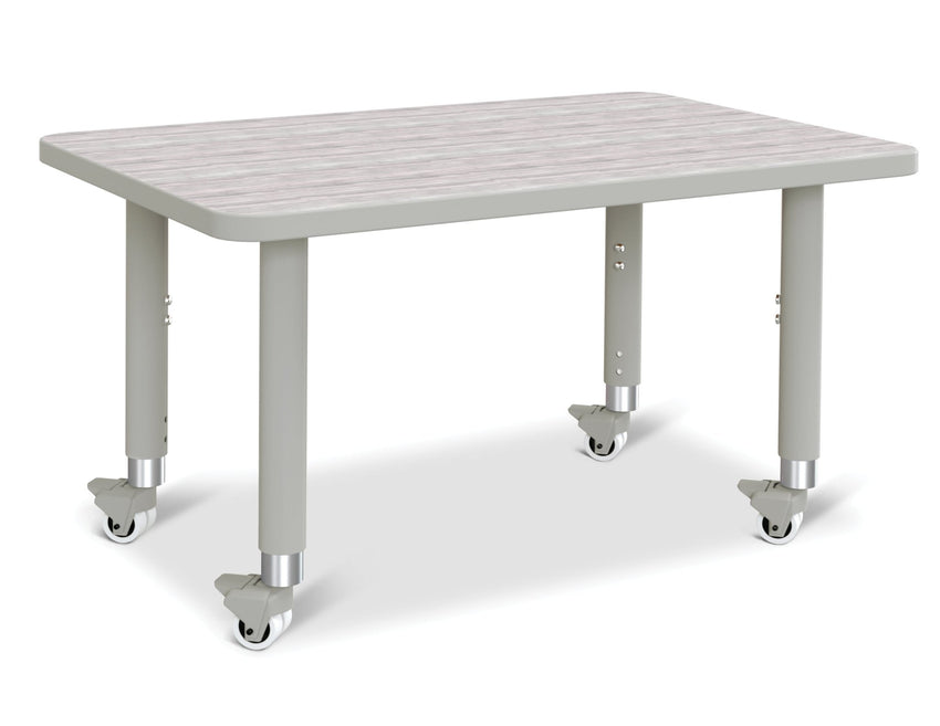 Jonti-Craft Rectangle Activity Table with Heavy Duty Laminate Top (24" x 36") Mobile Height Adjustable Legs (20" - 31") - SchoolOutlet