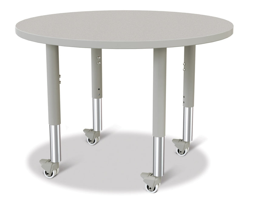 Jonti-Craft Round Activity Table with Heavy Duty Laminate Top 36" Diameter - Mobile Height Adjustable Legs (20" - 31") - SchoolOutlet