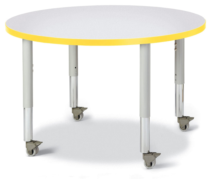 Jonti-Craft Round Activity Table with Heavy Duty Laminate Top 36" Diameter - Mobile Height Adjustable Legs (20" - 31") - SchoolOutlet