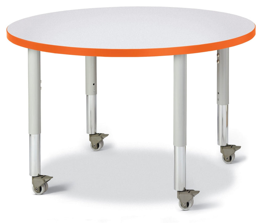 Jonti-Craft Round Activity Table with Heavy Duty Laminate Top 36" Diameter - Mobile Height Adjustable Legs (20" - 31") - SchoolOutlet