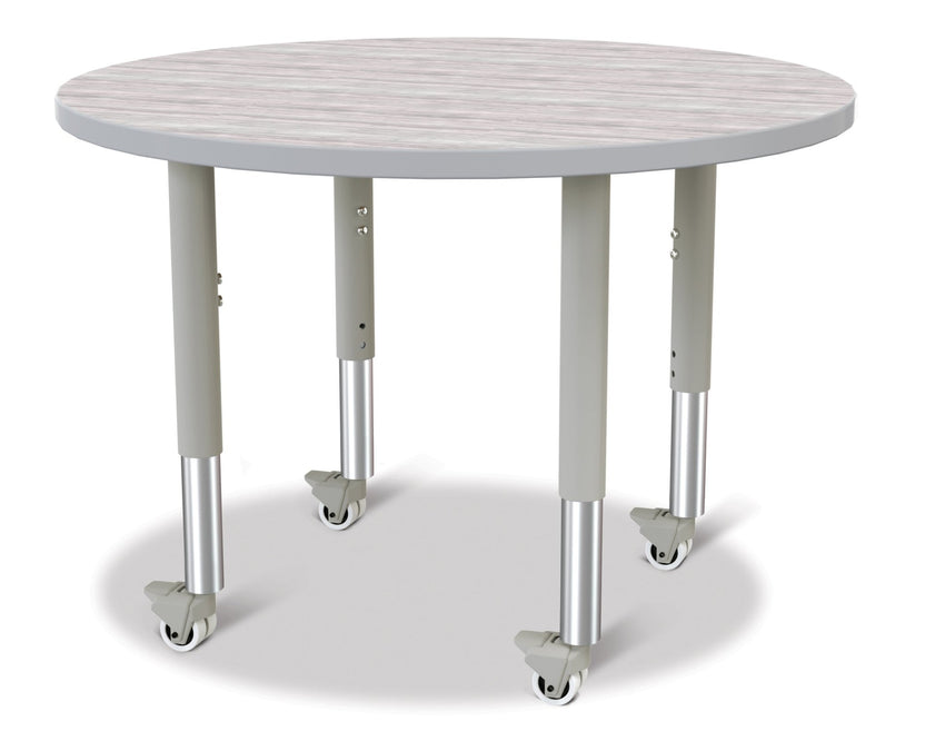 Jonti-Craft Round Activity Table with Heavy Duty Laminate Top 36" Diameter - Mobile Height Adjustable Legs (20" - 31") - SchoolOutlet