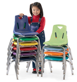 Preschool Berries Stack Chair by Jonti-Craft,  12" Seat Height, Chrome Legs for Daycare (Berries 8142JC)