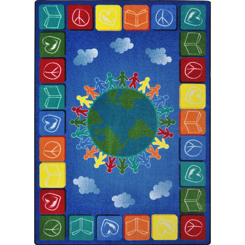 Peace Love Books Kid Essentials Collection Area Rug for Classrooms and Schools Libraries by Joy Carpets - SchoolOutlet