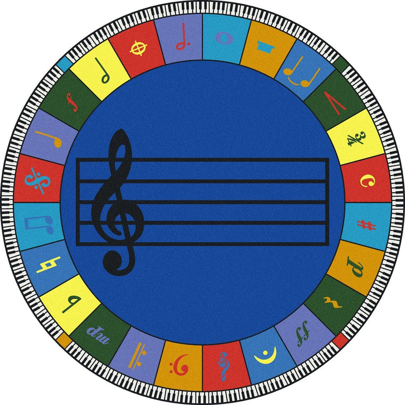 Joy Carpets Note Worthy Music Theme Rectangle Area Rug for Schools ...