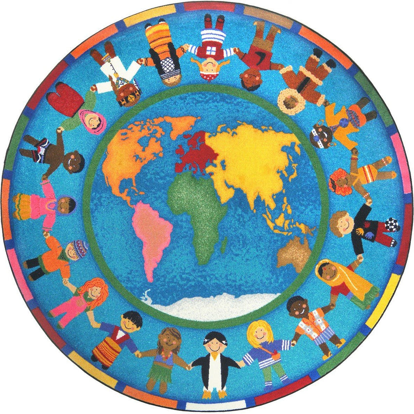 Hands Around the World Kid Essentials Collection Area Rug for Classrooms and Schools Libraries by Joy Carpets - SchoolOutlet