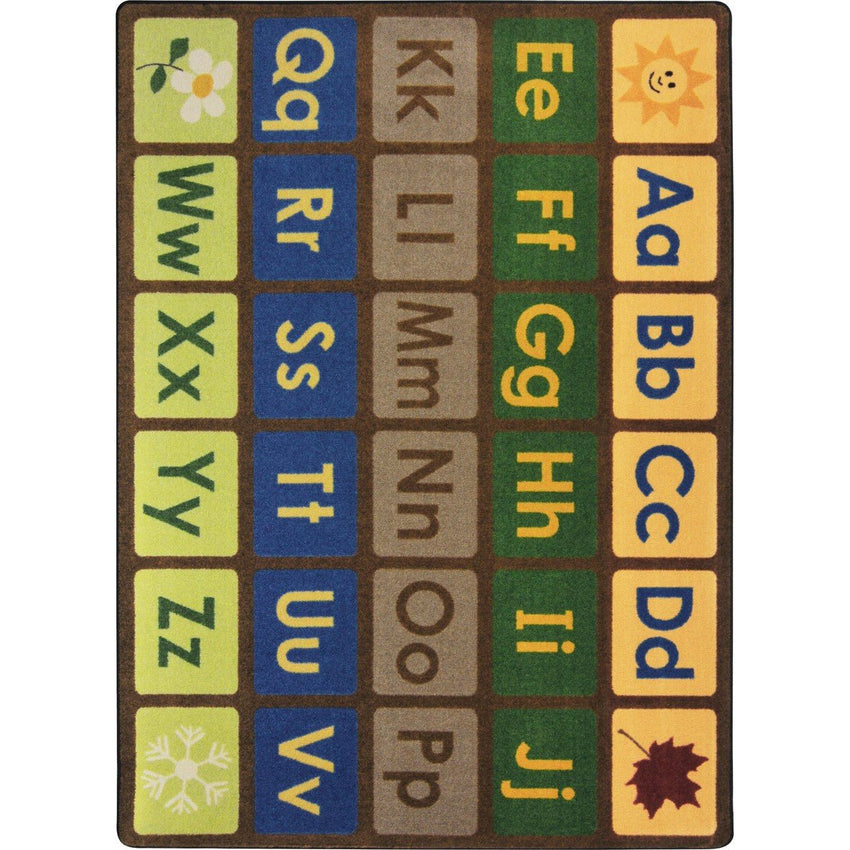 Any Day Alphabet Kid Essentials Collection Area Rug for Classrooms and Schools Libraries by Joy Carpets - SchoolOutlet