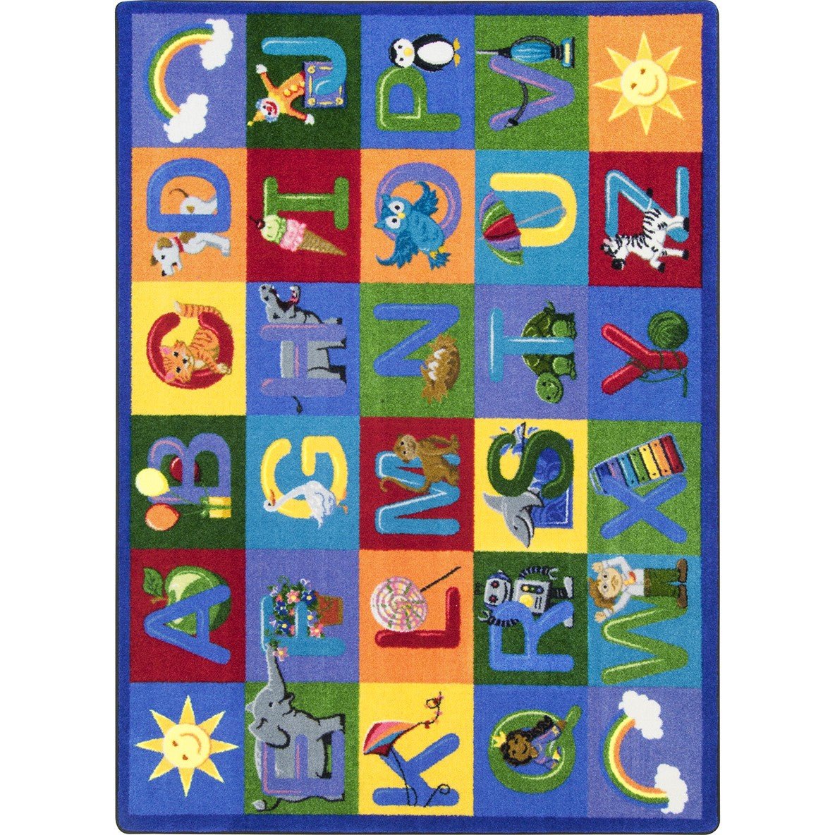 Learning Letter Sounds Kid Essentials Collection Area Rug for Classrooms and Schools Libraries by Joy Carpets - SchoolOutlet