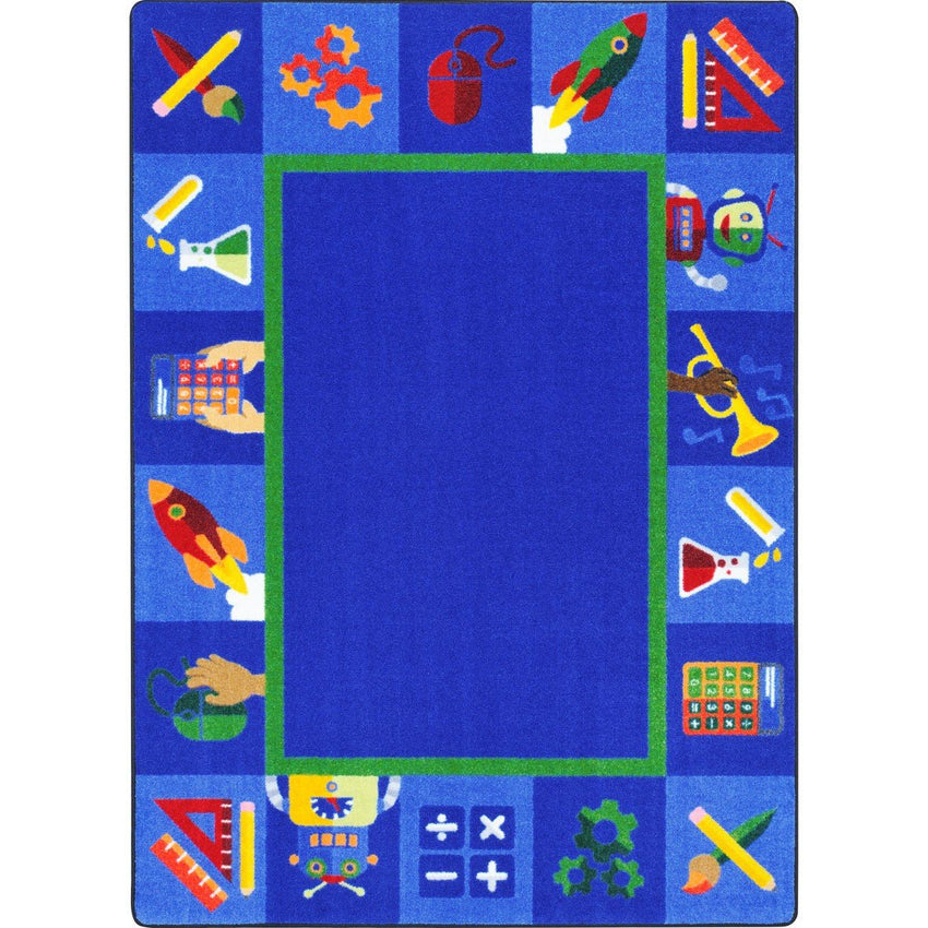 Full STEAM Ahead Kid Essentials Collection Area Rug for Classrooms and Schools Libraries by Joy Carpets - SchoolOutlet