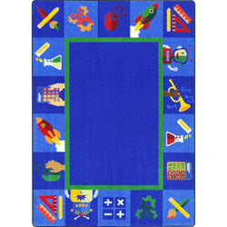 Full STEAM Ahead Kid Essentials Collection Area Rug for Classrooms and Schools Libraries by Joy Carpets