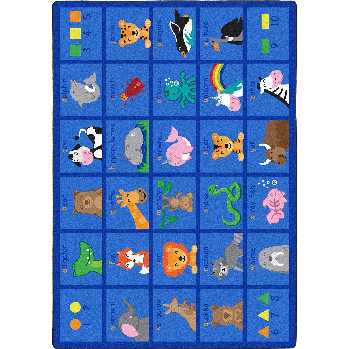 Friendly Phonics Animals Kid Essentials Collection Area Rug for Classrooms and Schools Libraries by Joy Carpets - SchoolOutlet