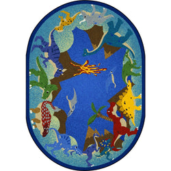 Dino Parade Kid Essentials Collection Area Rug for Classrooms and Schools Libraries by Joy Carpets