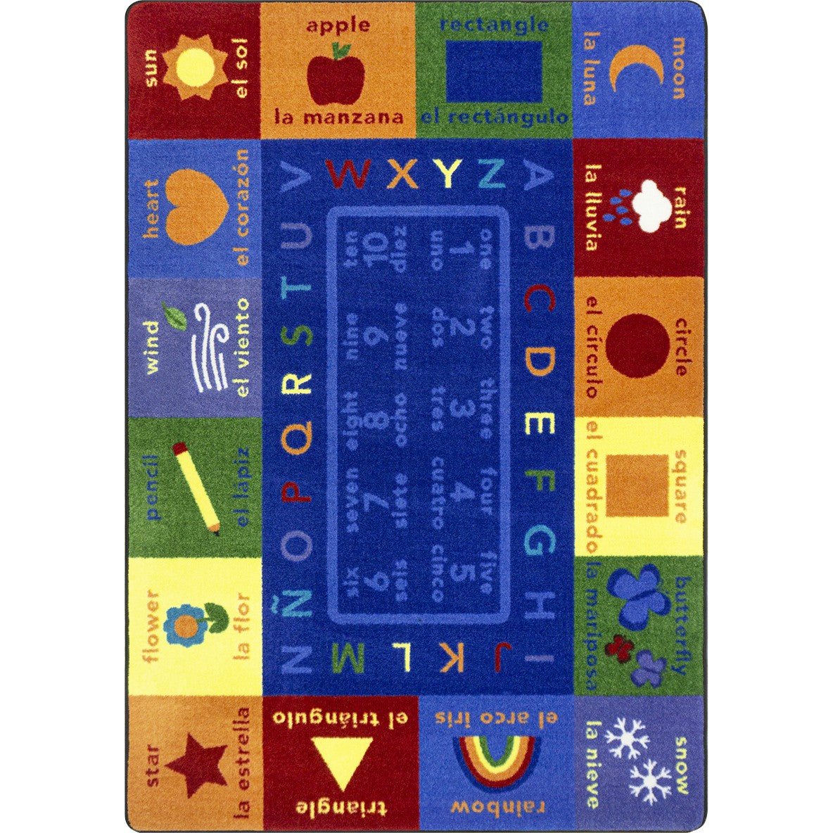 First Words Kid Essentials Collection Area Rug for Classrooms and Schools Libraries by Joy Carpets - SchoolOutlet
