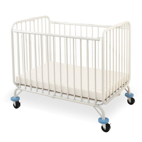 L.A. Baby Original Holiday Folding Crib in White - 2" Mattress Included - Portable Size (LAB-CS-82) - SchoolOutlet