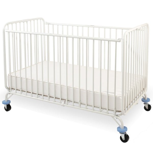 L.A. Baby Full Size Metal Holiday Folding Crib, Fixed Dual Side Rails (LAB-CS-86) - SchoolOutlet