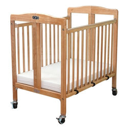 L.A. Baby Folding Wood Window Crib with Fixed Side Rails - Mattress Included (LAB-583)