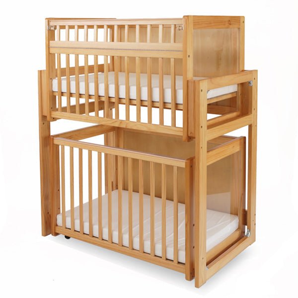 Stackable Bunk-Bed Crib for Daycare - Modular Window Double Baby Crib with Dual Fixed Side Rails - Mattress Included by L.A. Baby - SchoolOutlet