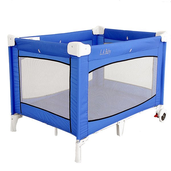 L.A. Baby Commercial Crib Yard - Blue - 39.25"L x 27.75"W x 30"H (LAB-PY-87-LF) - SchoolOutlet