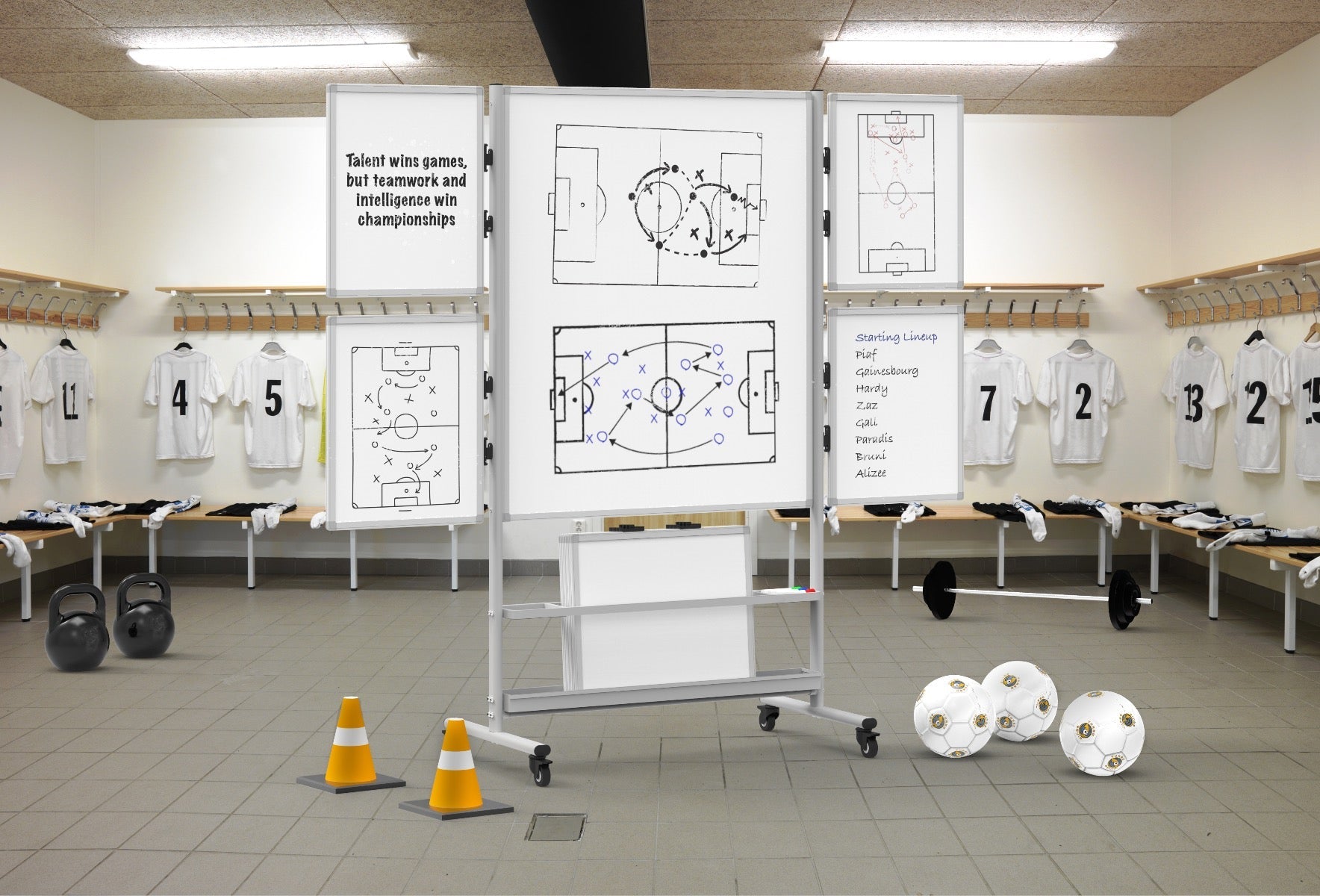 82"W x 76"H Mobile Whiteboard - Two-sided Magnetic Collaboration Station dry erase markerboard - Luxor COLLAB-STATION - SchoolOutlet