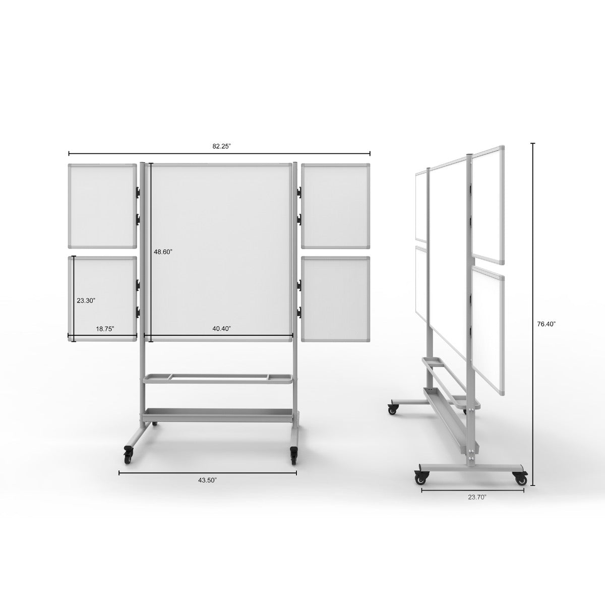 82"W x 76"H Mobile Whiteboard - Two-sided Magnetic Collaboration Station dry erase markerboard - Luxor COLLAB-STATION - SchoolOutlet