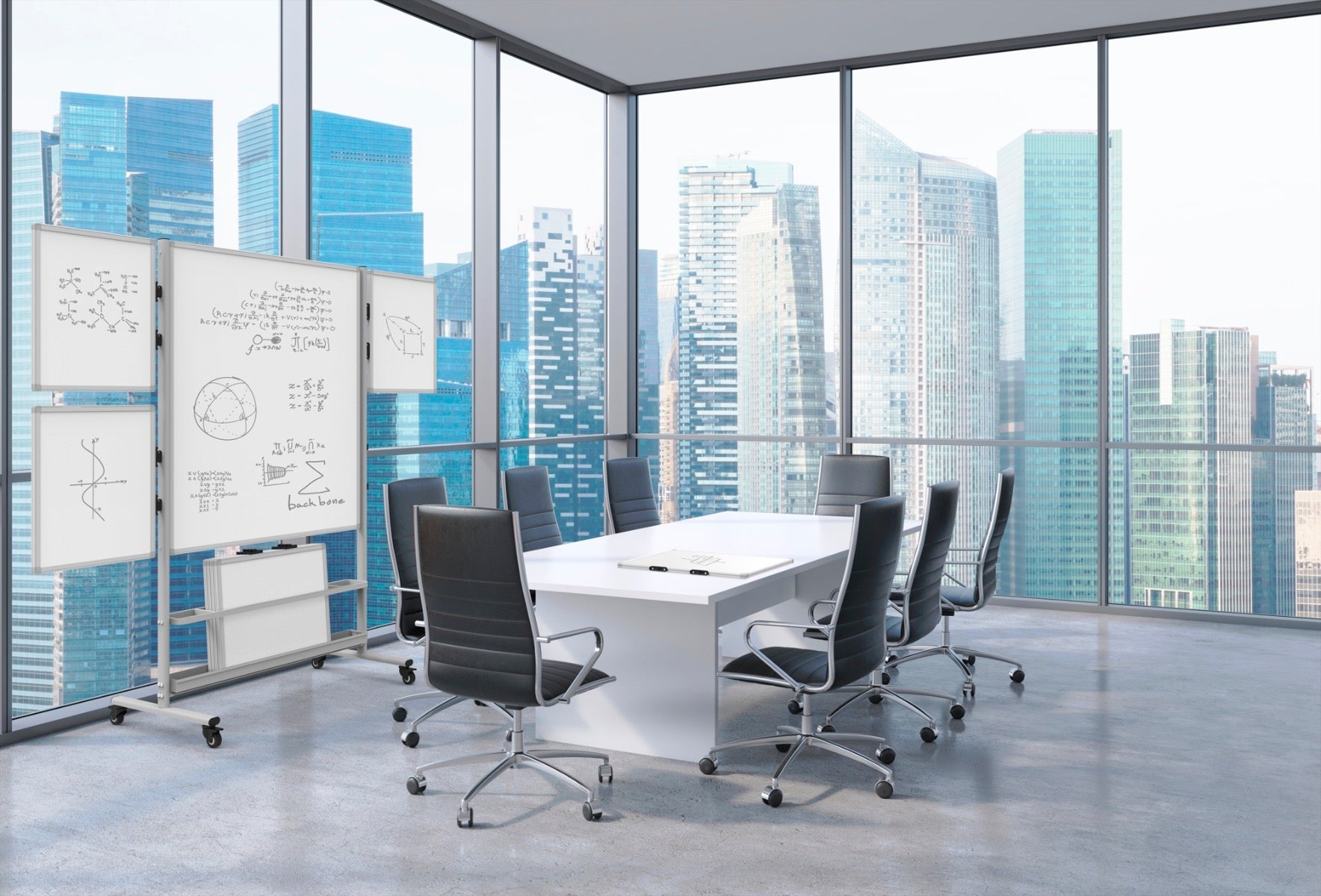 82"W x 76"H Mobile Whiteboard - Two-sided Magnetic Collaboration Station dry erase markerboard - Luxor COLLAB-STATION - SchoolOutlet