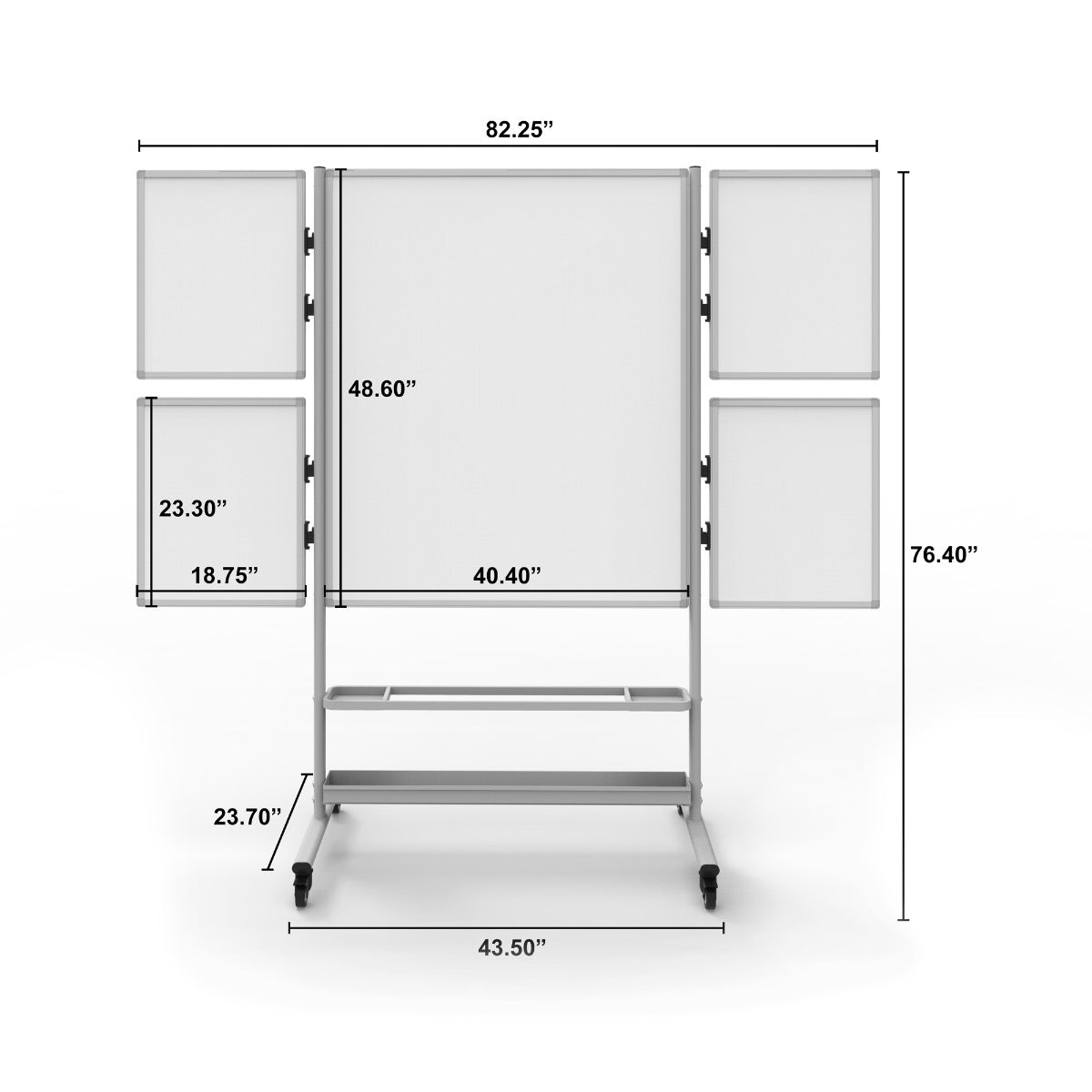 82"W x 76"H Mobile Whiteboard - Two-sided Magnetic Collaboration Station dry erase markerboard - Luxor COLLAB-STATION - SchoolOutlet