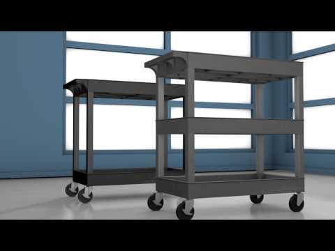Luxor 18 x 32 Cart 2 Tub / 1 Flat Shelves - Black - SchoolOutlet