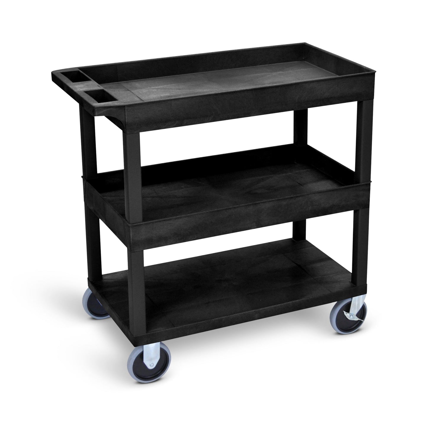 Luxor 18 x 32 Cart 2 Tub / 1 Flat Shelves - Black - SchoolOutlet