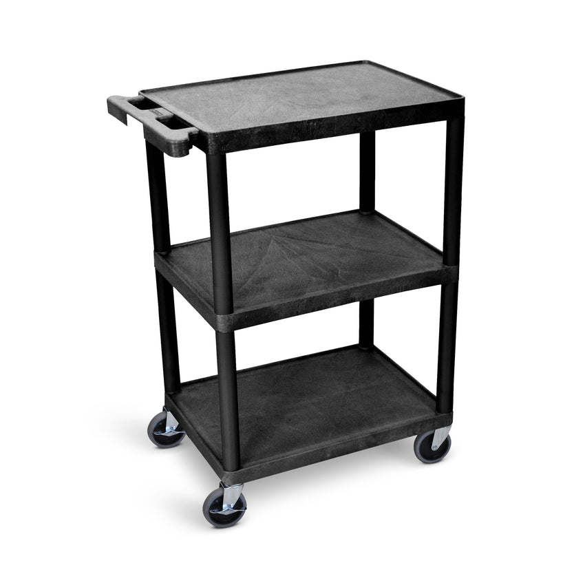 Luxor HE34 - Utility Cart - 3 Shelves Structural Foam Plastic (Luxor LUX-HE34) - SchoolOutlet