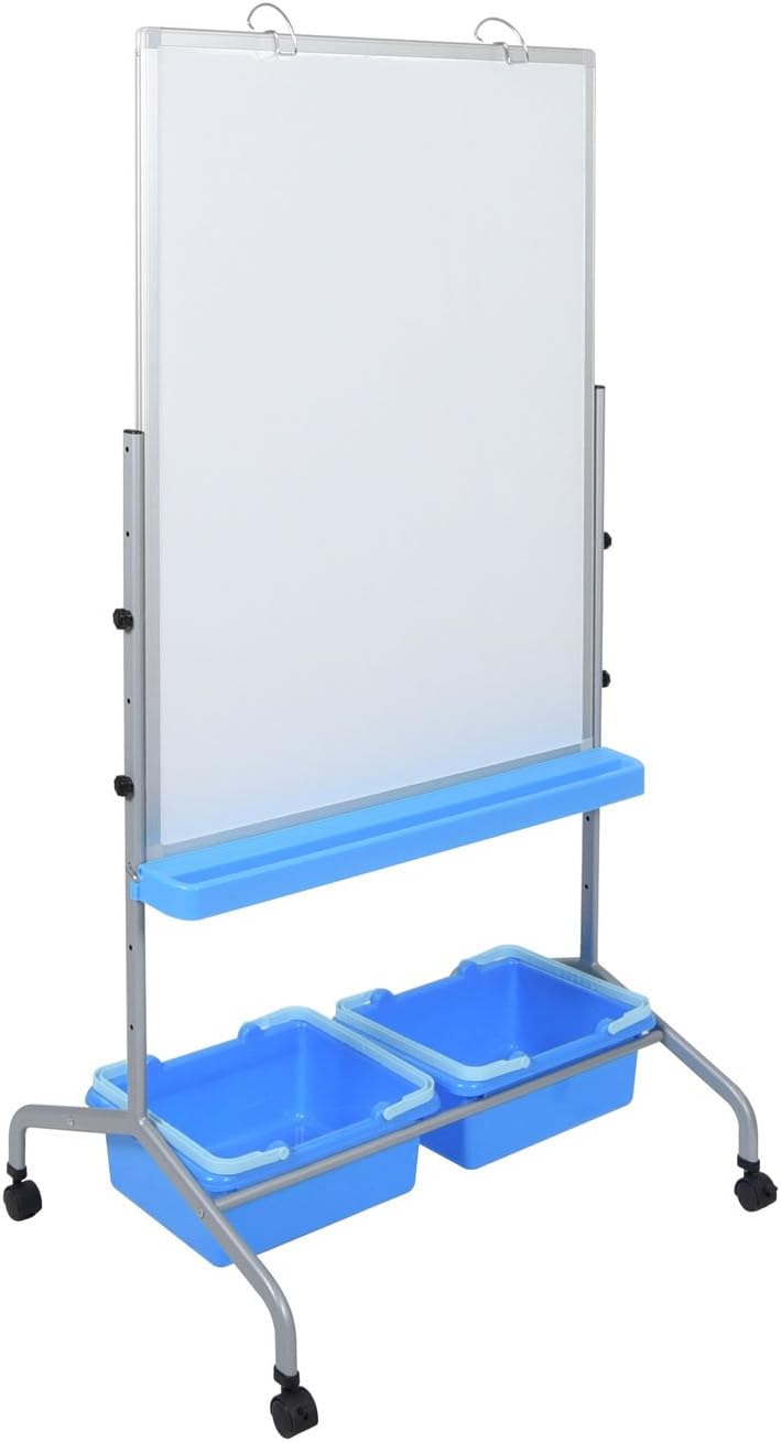 Luxor L330 Classroom Chart Stand with Blue Storage Bins - SchoolOutlet