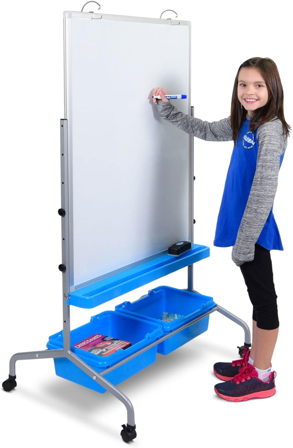Luxor L330 Classroom Chart Stand with Blue Storage Bins - SchoolOutlet