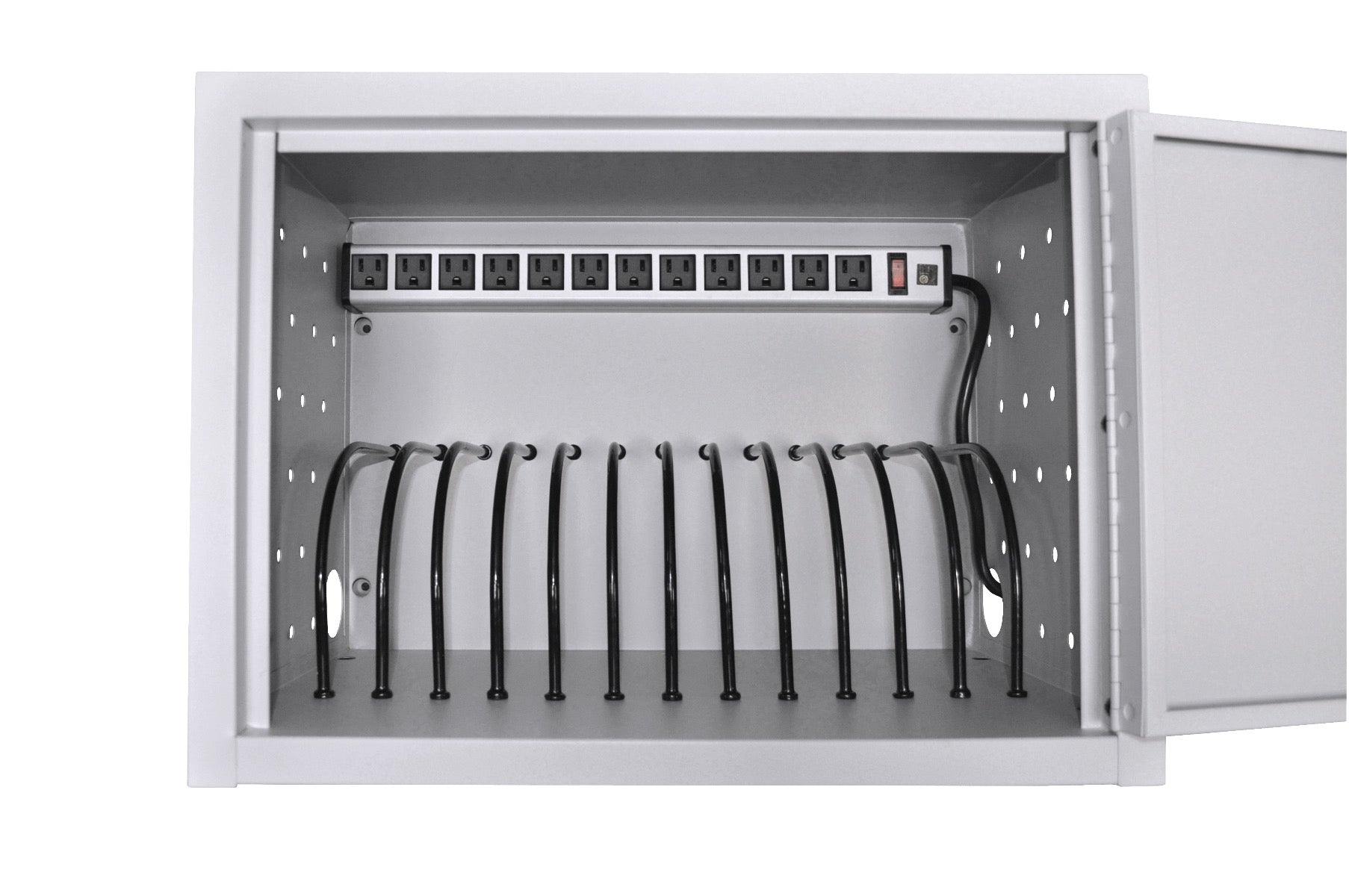 Luxor LLTMW12-G 12-Bay Charge Cabinet - Locking Charging Station for iPad, Tablets, Chromebooks and thin Laptops, Assembled - SchoolOutlet