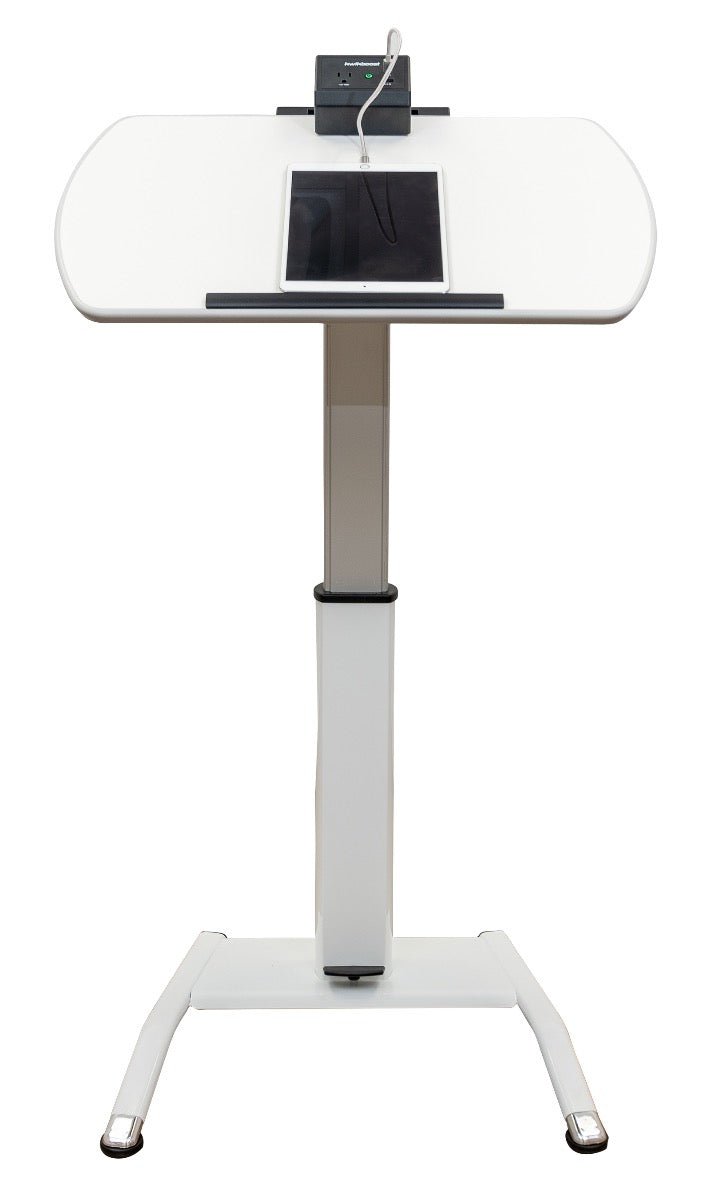 Luxor Pneumatic Height-Adjustable Lectern with KwikBoost EdgePower Charging Station (Luxor LUX-LX-PNADJ-EPW) - SchoolOutlet